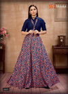 Navy Blue Colour Latest Fancy Exclusive Western Party Wear Cotton Top With Crepe Silk Skirt Heavy Collection 1622